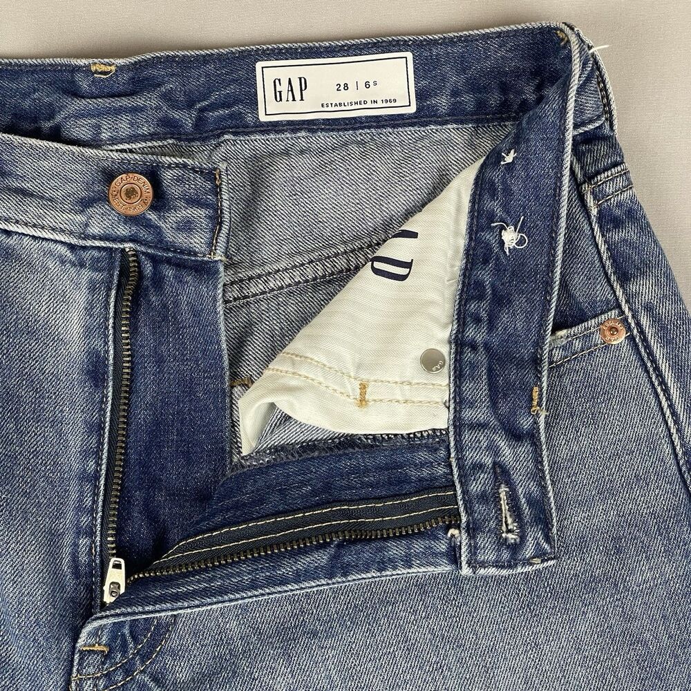 Gap Barrell Short Taper High Rise Jeans Women’s 28/6 Medium Indigo Bohemian - Picture 4 of 16